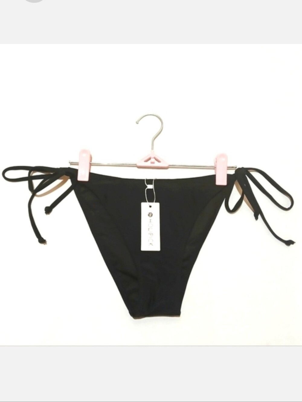Holipick Bikini Swim Bottoms Adjustable Side String Bathing Suit Black Small